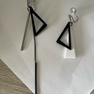 Modern Geometric Black & White Dangle Earrings